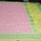 Rose Pink Banarasi Georgette Rangkat Saree with - Mint Green Floral Border