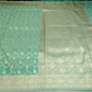 Aqua Blue Banarasi Mashroo Silk Saree with Silver Zari Floral Jaal & Rich Woven Pallu