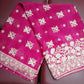 Rani Pink Banarasi Crepe Saree with Zari Floral Weaving