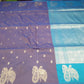 Semi Soft Silk Royal Violet Saree with Aqua Blue Silver Zari Pallu