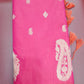 Semi Soft Silk Rani Pink Saree with Steel Grey Contrast Pallu & Silver Zari Peacock Motifs