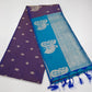 Semi Soft Silk Royal Violet Saree with Aqua Blue Silver Zari Pallu