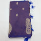 Semi Soft Silk Royal Violet Saree with Aqua Blue Silver Zari Pallu