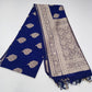 Royal Blue Banarasi Soft Georgette Saree with Silver Paisley Zari Weaving