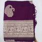 Banarasi Soft Georgette Saree in Royal Purple with Silver Zari Paisley Weaving