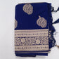 Royal Blue Banarasi Soft Georgette Saree with Silver Paisley Zari Weaving