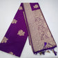 Rich Violet Banarasi Soft Georgette Saree with Antique Silver Floral Zari Weaving