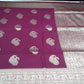 Royal Maroon Banarasi Soft Georgette Saree with Antique Silver Paisley Weaving