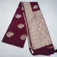 Royal Maroon Banarasi Soft Georgette Saree with Antique Silver Paisley Weaving