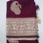 Royal Maroon Banarasi Soft Georgette Saree with Antique Silver Paisley Weaving