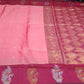 Elegant Salmon Pink Semi Soft Silk Meenakari Saree with Crimson Red Peacock Border