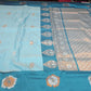 Sky Blue Semi Soft Silk Meenakari Saree with Teal Blue Designer Border & Rich Woven Pallu