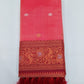 Elegant Salmon Pink Semi Soft Silk Meenakari Saree with Crimson Red Peacock Border