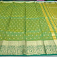 Dual Shade Parrot Green & Olive Green Tussar Semi Silk Saree with Rich Zari Border