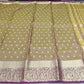 Golden Beige Tussar Semi Silk Saree with Antique Paisley Zari Border