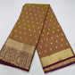 Golden Beige Tussar Semi Silk Saree with Antique Paisley Zari Border