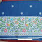 Royal Sapphire Blue Banarasi Tussar Georgette Saree with Silver Floral Bird Border