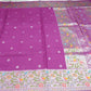 Magenta Bloom Banarasi Tussar Georgette Saree with Silver Floral Bird Border