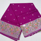 Magenta Bloom Banarasi Tussar Georgette Saree with Silver Floral Bird Border