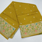 Mustard Gold Banarasi Tussar Georgette Saree with Silver Floral Bird Border