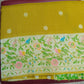 Mustard Gold Banarasi Tussar Georgette Saree with Silver Floral Bird Border
