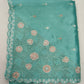 Sky Blue Tussar Cutwork Semi Silk Saree with Floral Embroidered Scallop Border