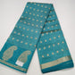 Aqua Blue Tussar Semi Silk Saree with Antique Gold Paisley Weaving
