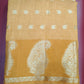 Mustard Gold Tussar Semi Silk Saree with Antique Gold Paisley Weaving