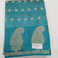 Aqua Blue Tussar Semi Silk Saree with Antique Gold Paisley Weaving