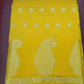 Sunshine Yellow Tussar Semi Silk Saree with Silver Paisley Weaving
