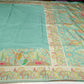 Peacock Heritage Saree – Aqua Mint Green with Antique Gold Woven Pallu