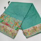 Peacock Heritage Saree – Aqua Mint Green with Antique Gold Woven Pallu