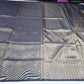 Designer Satin Silk Saree – Midnight Black with Antique Gold Zari Weaving