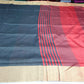 Premium Raw Silk Saree – Midnight Black with Vermilion Red Striped Pallu