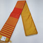 Premium Raw Silk Saree – Mustard Gold with Coral Red Striped Pallu