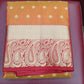 Dual Shade Peach Orange Tussar Semi Silk Saree with Rich Gold Zari Border