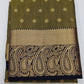 Olive Green Dual Shade Tussar Semi Silk Saree with Antique Gold Paisley Border