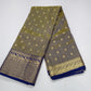 Olive Grey Dual Shade Tussar Semi Silk Saree with Royal Blue Zari Border