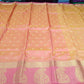 Peach Coral Dual Shade Tussar Semi Silk Saree with Rose Pink Zari Border