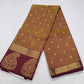 Golden Beige Dual Shade Tussar Semi Silk Saree with Wine Purple Zari Border