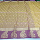 Golden Beige Dual Shade Tussar Semi Silk Saree with Wine Purple Zari Border