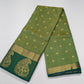 Parrot Green Dual Shade Tussar Semi Silk Saree with Peacock Green Zari Border