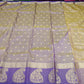 Lavender Grey Dual Shade Tussar Semi Silk Saree with Royal Purple Zari Border