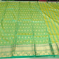 Mint Green Dual Shade Tussar Semi Silk Saree with Teal Green Zari Border