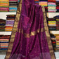 Royal Purple Pure Maheshwari Handloom Silk Saree with Antique Gold Zari Border