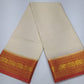 Elegant Off-White Mysore Silk Saree with Peach Zari Pallu & Traditional Gaja Border