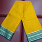 Mysore Silk Saree in Mustard Yellow with Bottle Green Silver Zari Border & Pallu