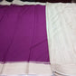 Mysore Silk Saree in Royal Wine Purple with Ivory Cream Silver Zari Border & Pallu