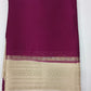 Mysore Silk Saree in Royal Wine Purple with Ivory Cream Silver Zari Border & Pallu