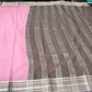 Mysore Silk Saree in Rose Pink with Coffee Brown Gold Zari Border & Pallu